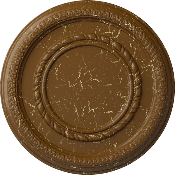 Ekena Millwork Federal Roped Small Ceiling Medallion (Canopies up to 6"), 12 5/8"OD x 1 1/8"P, Smokey Topaz Crackle CM12FESTC - main
